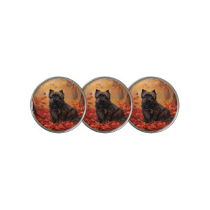Affenpinscher in Autumn Leaves Fall Inspired Golf Ball Marker