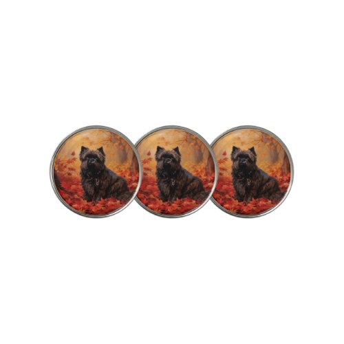 Affenpinscher in Autumn Leaves Fall Inspired  Golf Ball Marker