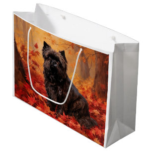 Affenpinscher in Autumn Leaves Fall Inspired Large Gift Bag