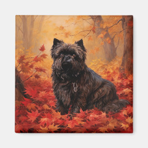 Affenpinscher in Autumn Leaves Fall Inspired Magnet