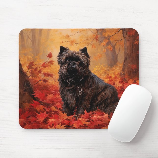 Affenpinscher in Autumn Leaves Fall Inspired  Mouse Pad (With Mouse)