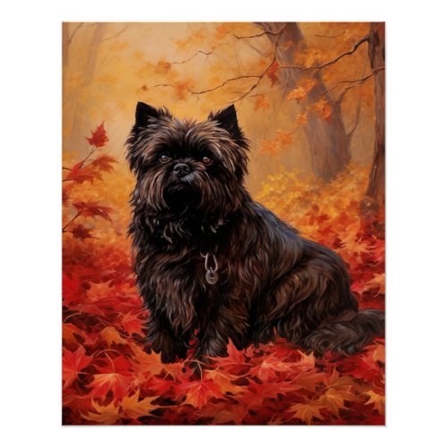 Affenpinscher in Autumn Leaves Fall Inspired  Poster
