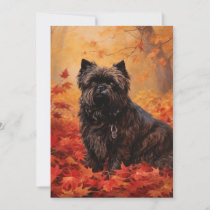 Affenpinscher in Autumn Leaves Fall Inspired Thank You Card
