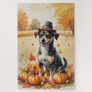 Affenpinscher in Autumn Leaves Thanksgiving Art Jigsaw Puzzle