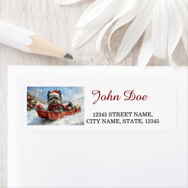 Affenpinscher in Snow Christmas Return Address Label (Insitu)