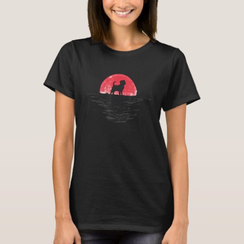 Affenpinscher Japanese Sunset Retro Dog Red T_Shirt