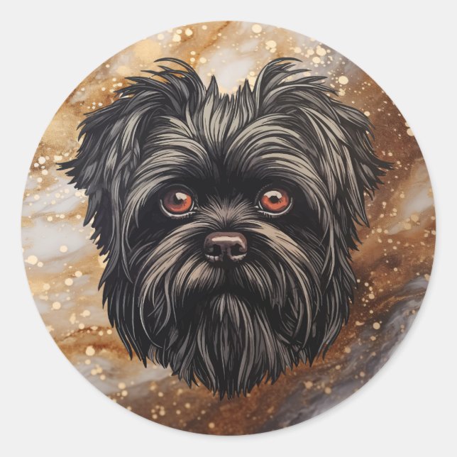 Affenpinscher Monkey Dog Affens Terrier Classic Round Sticker (Front)
