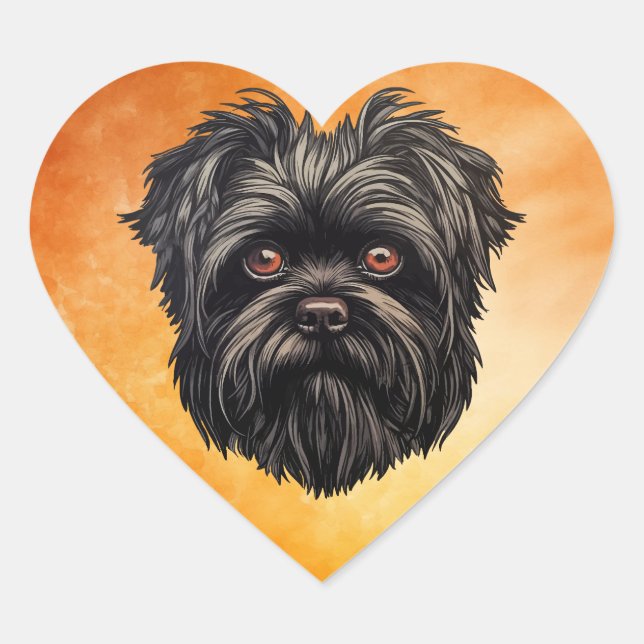 Affenpinscher Monkey Dog Affens Terrier Heart Sticker (Front)