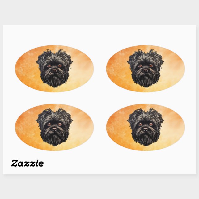 Affenpinscher Monkey Dog Affens Terrier Oval Sticker (Sheet)