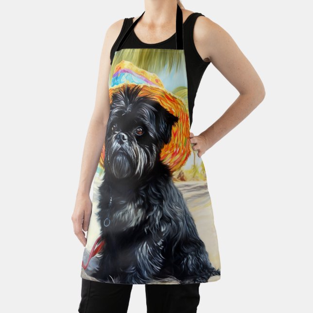 Affenpinscher on Beach, summer gift for dog lovers Apron (Insitu)