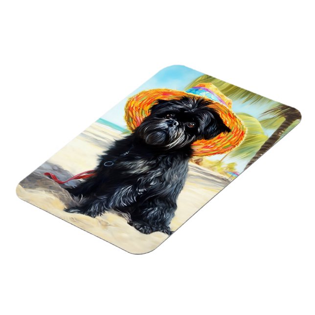 Affenpinscher on Beach, summer gift for dog lovers Magnet (Left Side)