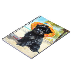 Affenpinscher on Beach, summer gift for dog lovers Notebook