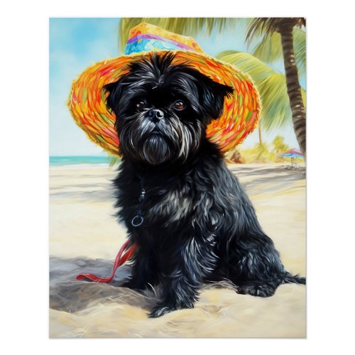 Affenpinscher on Beach summer gift for dog lovers Poster