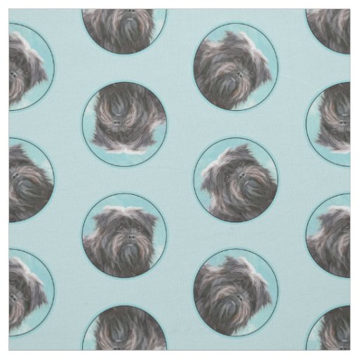 Affenpinscher Painting Black and Silver Dog Art Fabric
