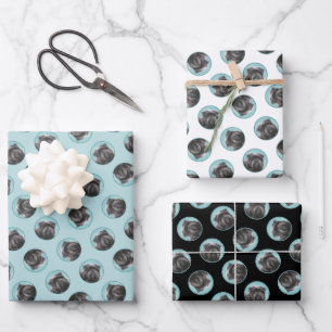 Affenpinscher Painting Black and Silver Dog Art Wrapping Paper Sheets
