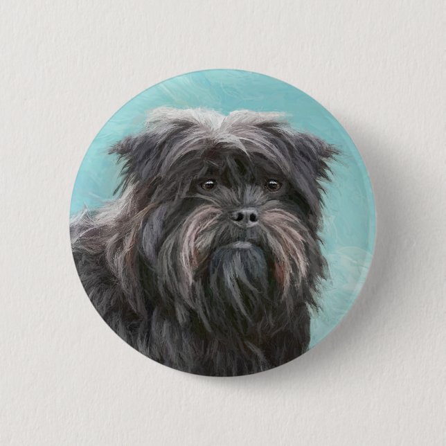 Affenpinscher Painting - Cute Original Dog Art Button (Front)