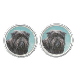 Affenpinscher Painting - Cute Original Dog Art Cufflinks