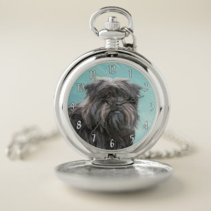 Affenpinscher Painting - Cute Original Dog Art Pocket Watch