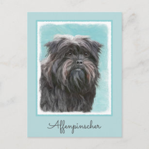 Affenpinscher Painting - Cute Original Dog Art Postcard
