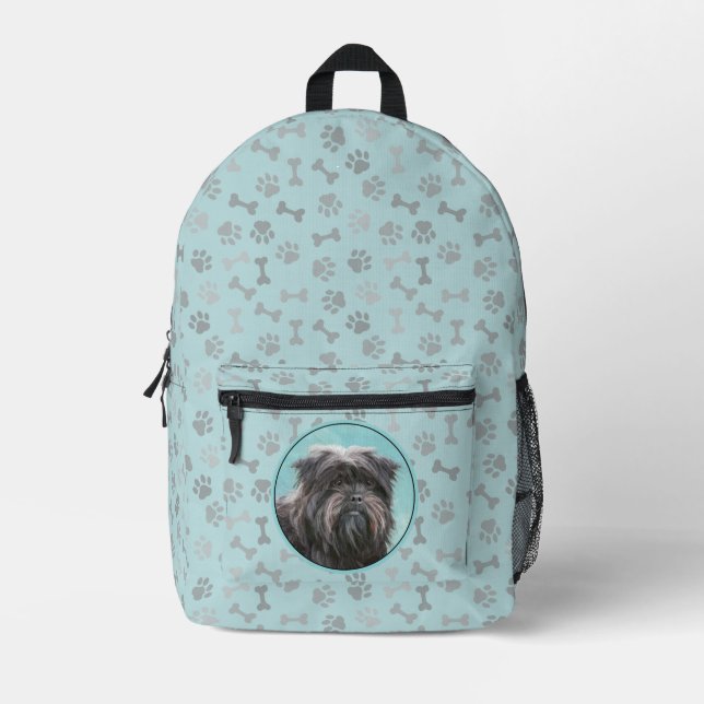 Affenpinscher Painting - Cute Original Dog Art Printed Backpack (Front)