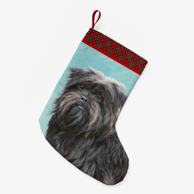 Affenpinscher Painting - Cute Original Dog Art Small Christmas Stocking (Front (Hanging))