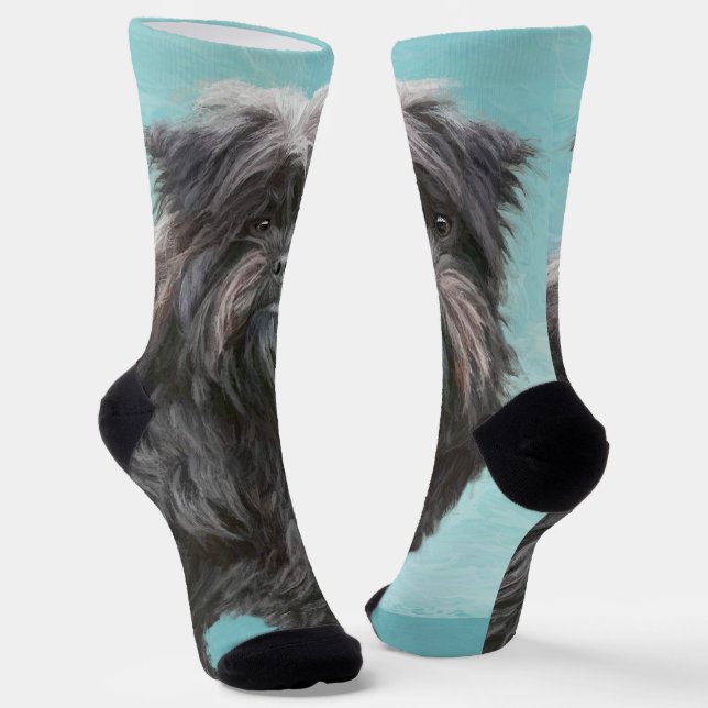 Affenpinscher Painting - Cute Original Dog Art Socks (Angled)