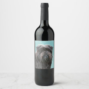 Affenpinscher Painting - Cute Original Dog Art Wine Label