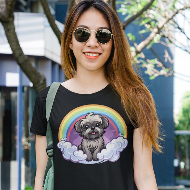 Affenpinscher Rainbow Cute Kawaii Puppy Dog Art T-Shirt (Affenpinscher cute rainbow puppy dog t-shirt)