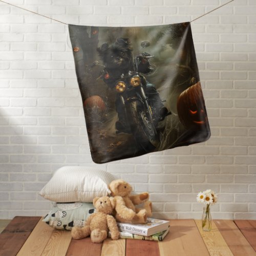 Affenpinscher Riding Motorcycle Halloween Scary  Baby Blanket