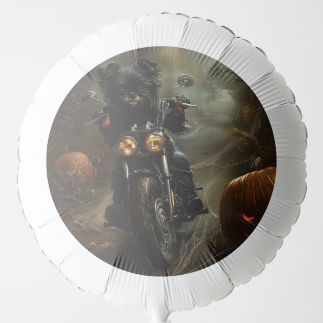 Affenpinscher Riding Motorcycle Halloween Scary  Balloon (Front)