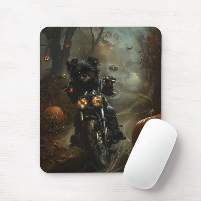 Affenpinscher Riding Motorcycle Halloween Scary  Mouse Pad (With Mouse)