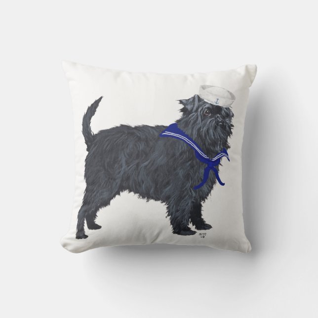 Affenpinscher Sailor Throw Pillow (Front)