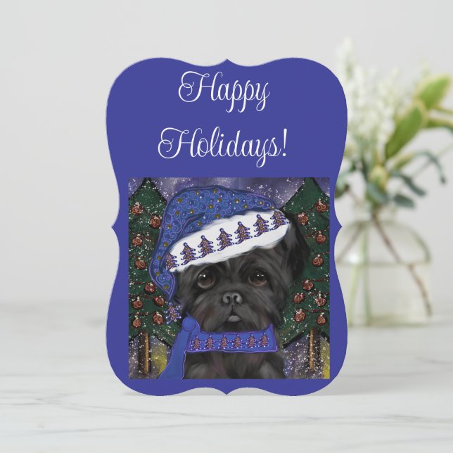 Affenpinscher Santa Card (Standing Front)