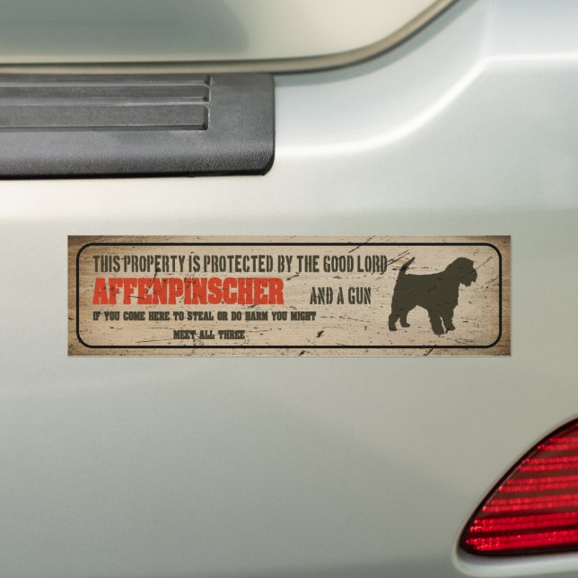 Affenpinscher Silhouette Funny Guard Dog Warning Bumper Sticker (On Car)