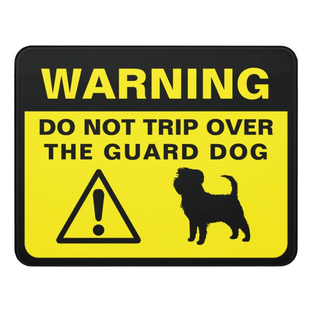 Affenpinscher Silhouette Funny Guard Dog Warning Door Sign (Contemporary Front)
