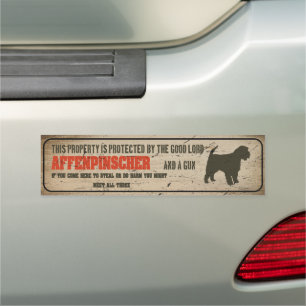 Affenpinscher Silhouette Funny Guard Dog Warning S Car Magnet