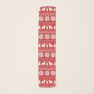 Affenpinscher Silhouettes Red Christmas Pattern Scarf