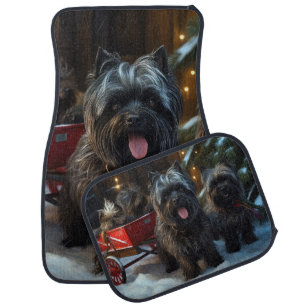 Affenpinscher Snowy Sleigh Ride Christmas Decor Car Floor Mat