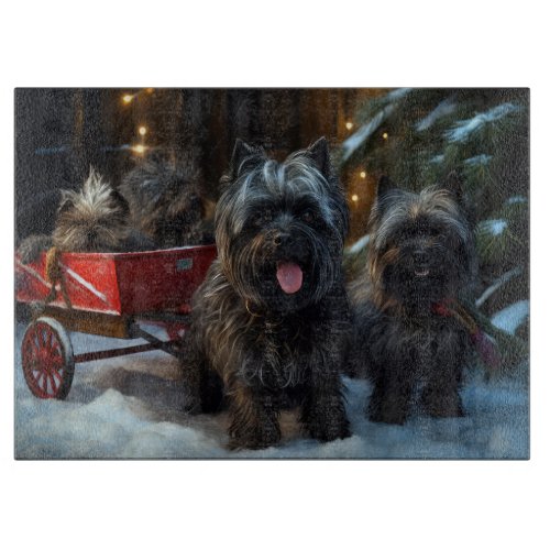 Affenpinscher Snowy Sleigh Ride Christmas Decor Cutting Board