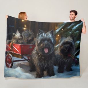 Affenpinscher Snowy Sleigh Ride Christmas Decor Fleece Blanket