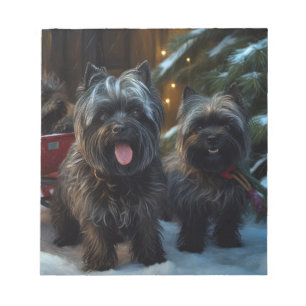 Affenpinscher Snowy Sleigh Ride Christmas Decor Notepad