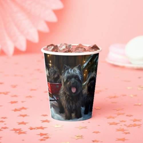 Affenpinscher Snowy Sleigh Ride Christmas Decor Paper Cups