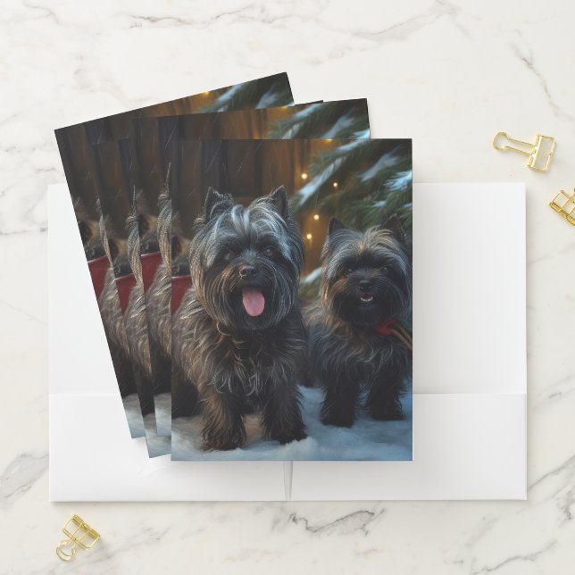 Affenpinscher Snowy Sleigh Ride Christmas Decor Pocket Folder (In Situ)