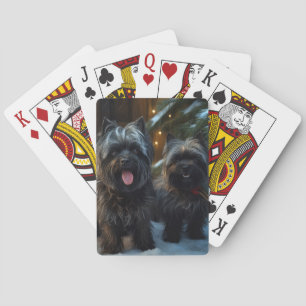 Affenpinscher Snowy Sleigh Ride Christmas Decor Poker Cards