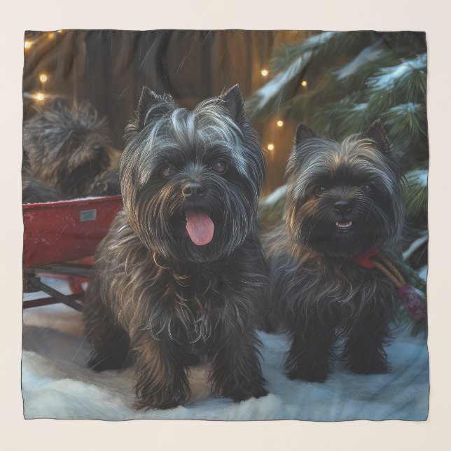 Affenpinscher Snowy Sleigh Ride Christmas Decor Scarf (Front)