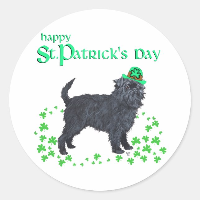 Affenpinscher St Patricks Day Classic Round Sticker (Front)