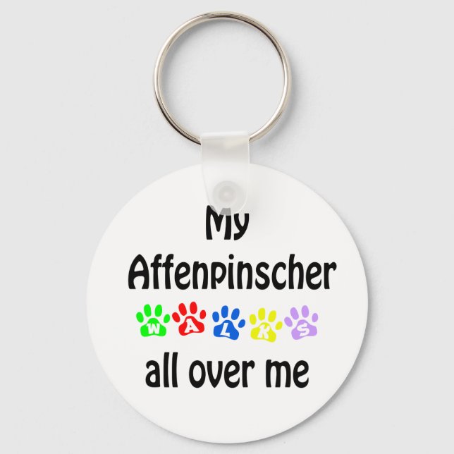 Affenpinscher Walks Design Keychain (Front)