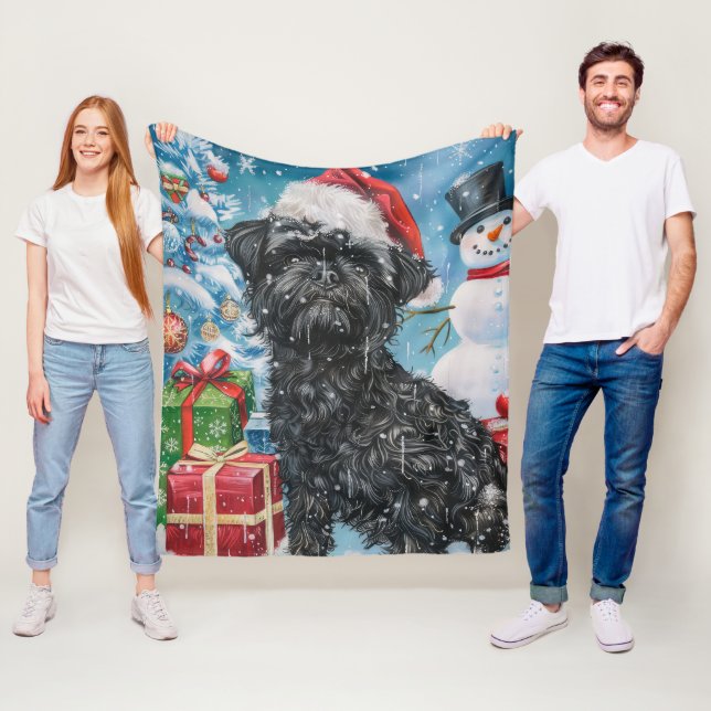 Affenpinscher Winter Wonderland Christmas Joy Fleece Blanket (In Situ)