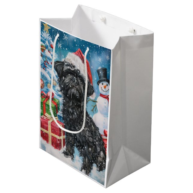 Affenpinscher Winter Wonderland Christmas Joy Medium Gift Bag (Front Angled)