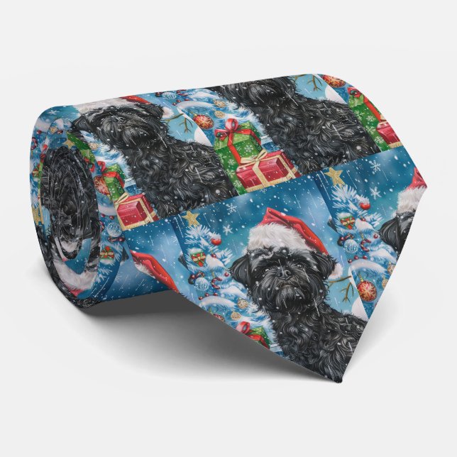 Affenpinscher Winter Wonderland Christmas Joy Neck Tie (Rolled)